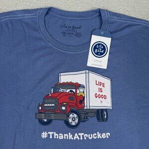 Life Is Good Shirt Mens XXXL Blue Mack Truck Thank A Trucker Crusher Tee NWT New